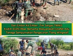 Satgas TMMD dan Warga Adu Tenaga Sempurnakan Struktur Jalan