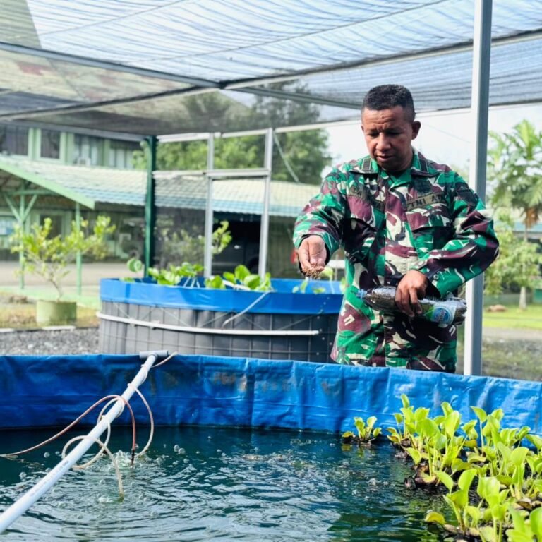 Kodim 1010/Tapin Manfaatkan Kolam Bioflog untuk Dukung Ketahanan Pangan