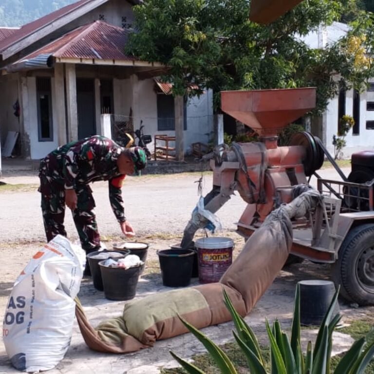 Babinsa Koramil 01/Jaya Pantau Penggilingan Padi Milik Warga