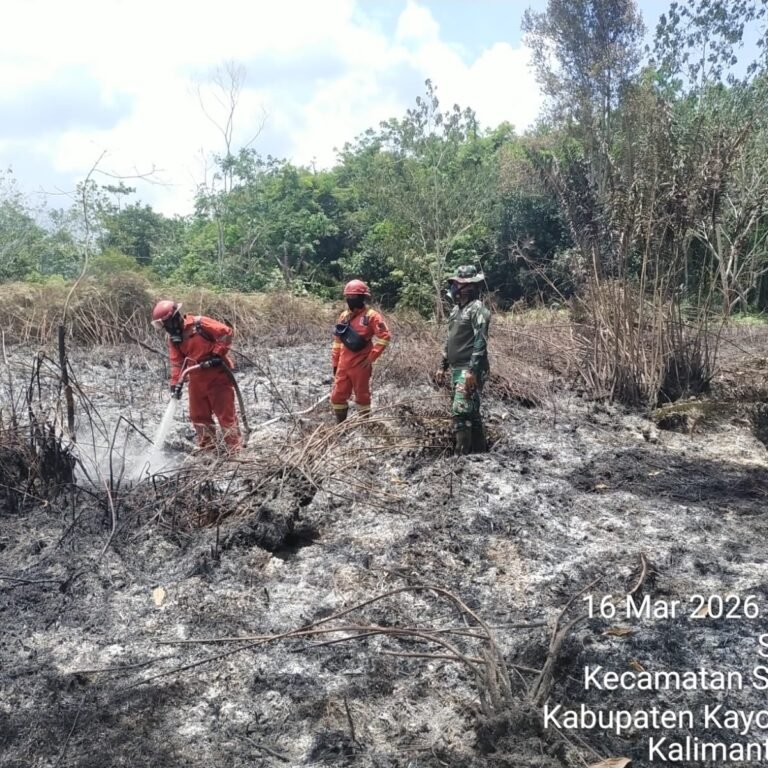 Babinsa Koramil 1203-02/Sukadana Laksanakan Ground Check dan Pemadaman Titik Panas di Desa Sejahtera
