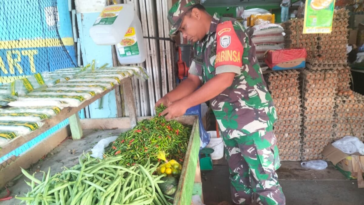 Pastikan Stabilitas Harga, Babinsa Koramil 05/Panga Lakukan Pengecekan Sembako di Pasar