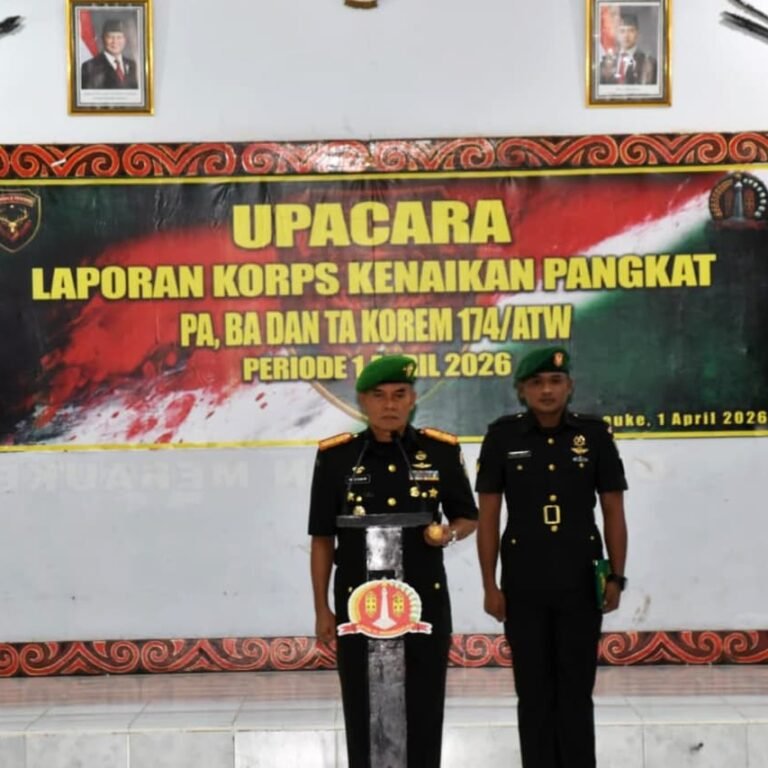 Danrem 174/ATW Pimpin Korps Kenaikan Pangkat Prajurit Korem 174/ATW dan Kodim 1707/Merauke