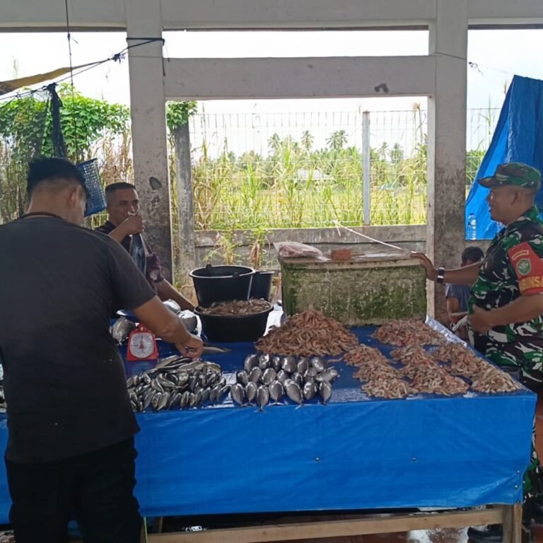 Koramil Teunom dan Posramil Pasie Raya Patroli Keamanan di Pasar Kede Teunom