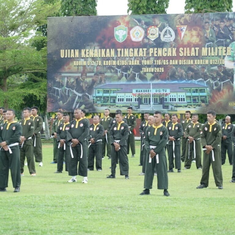 Asah Kemampuan Bela Diri, Korem 012/TU Gelar UKT Pencak Silat Militer 2026