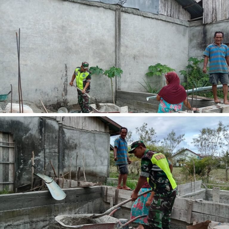 Kerja Bakti Babinsa dan Warga Warnai Pembangunan Rumah di Desa