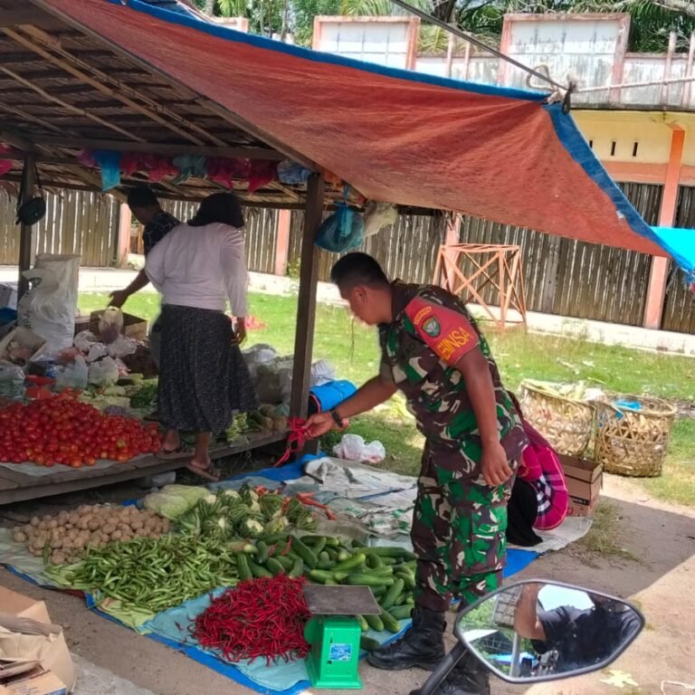 Babinsa Lakukan Pemantauan Harga Sembako di Pasar Kecamatan Pasie Raya