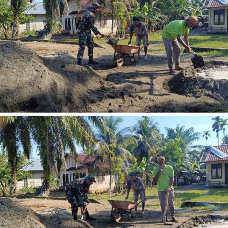 Semangat Gotong Royong TNI dan Warga Terlihat dalam Kegiatan Pembangunan Rumah di Aceh Barat