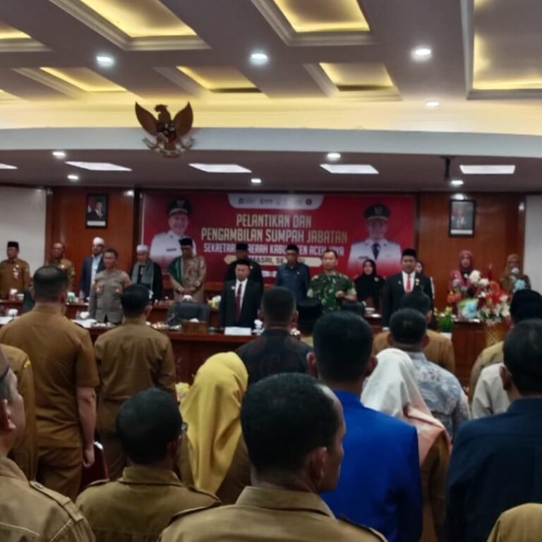Dandim 0114/Aceh Jaya Hadiri Pelantikan dan Pengambilan Sumpah Jabatan Pejabat di Lingkungan Pemkab Aceh Jaya