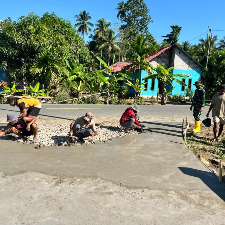 Satgas TMMD 128 Labuha Selesaikan Hampir 100 Persen Rabat Beton di Gane Timur