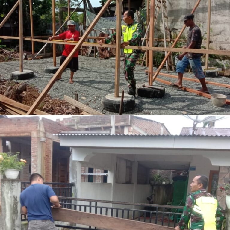 Kehadiran Babinsa Jadi Penyemangat Warga dalam Pembangunan Rumah di Desa Beuregang