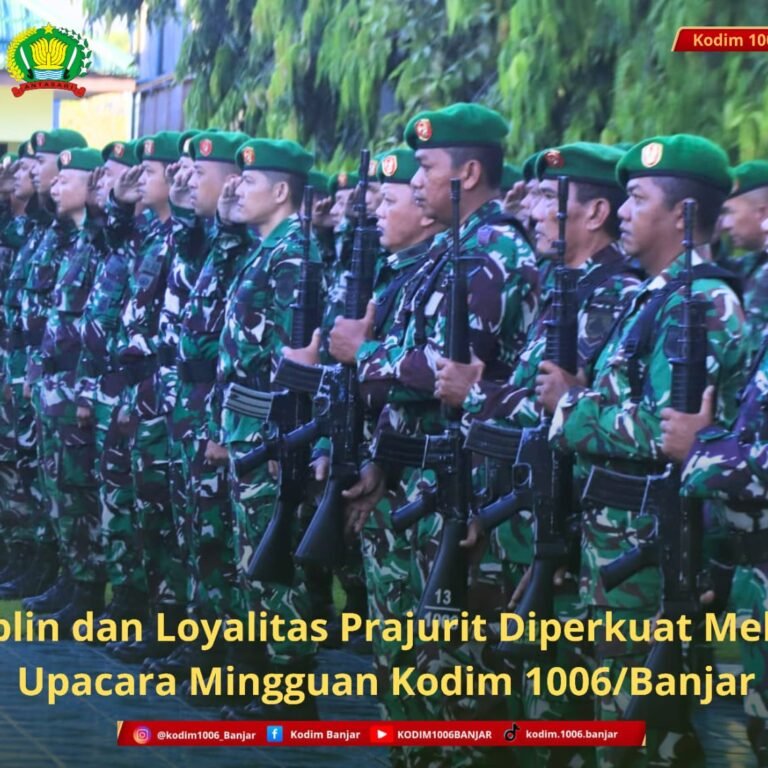 Disiplin dan Loyalitas Prajurit Diperkuat Melalui Upacara Mingguan Kodim 1006/Banjar