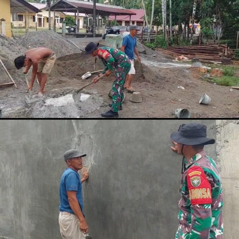 Gotong Royong Bersama Babinsa, Pembangunan Rumah Warga di Arongan Lambalek Berjalan Lancar