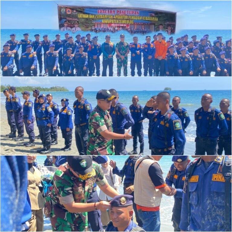 Dandim Simeulue Tegaskan Profesionalisme Damkar dalam Upacara Pembaretan di Ganting