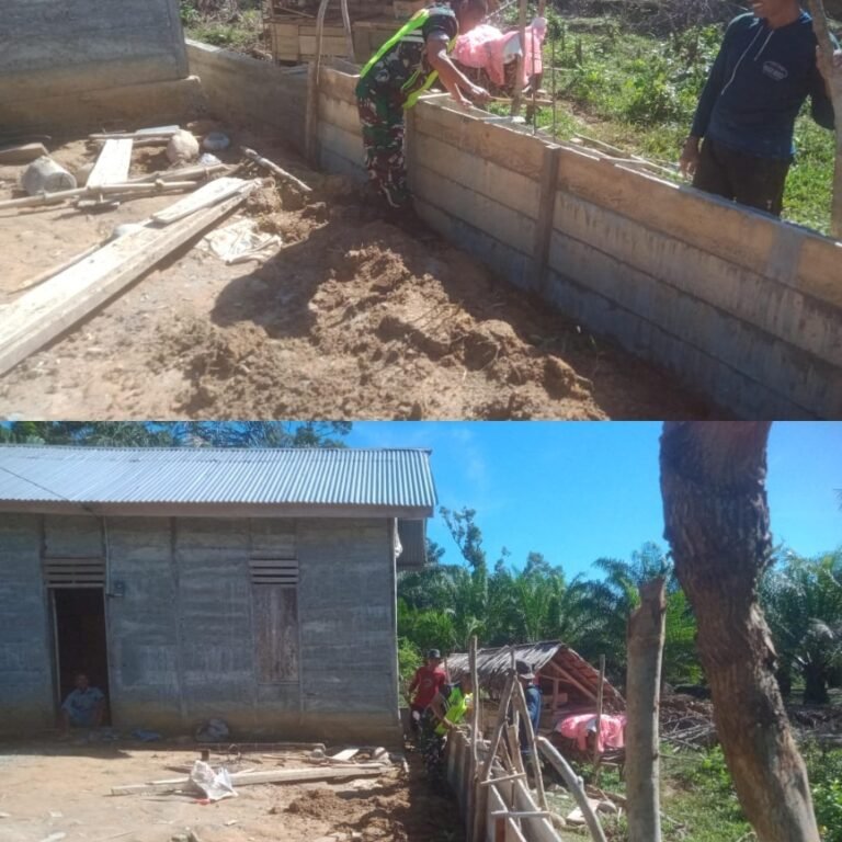 Wujud Kemanunggalan TNI dan Rakyat, Babinsa Bantu Bangun Rumah Warga Aceh Barat