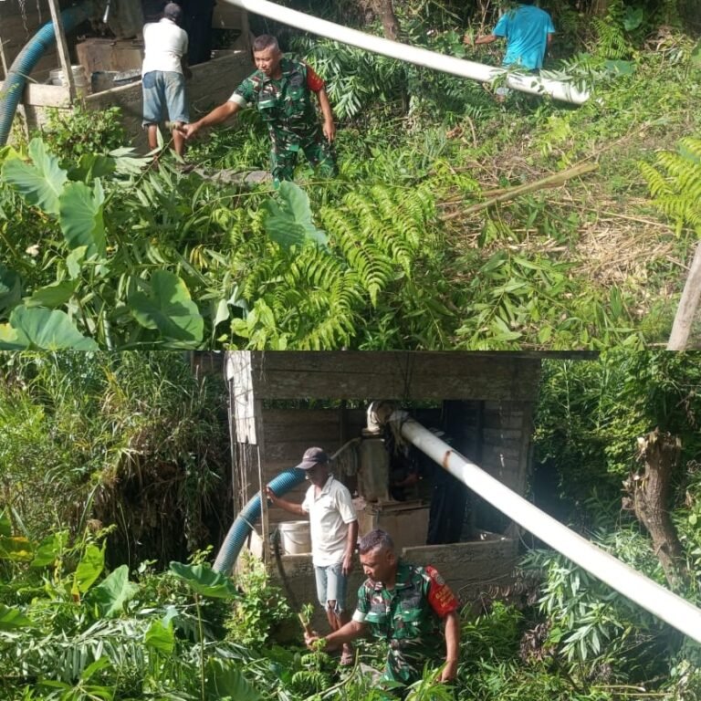 Gotong Royong Bersihkan Gudang Pompanisasi, Babinsa Pastikan Sarana Pertanian Tetap Prima
