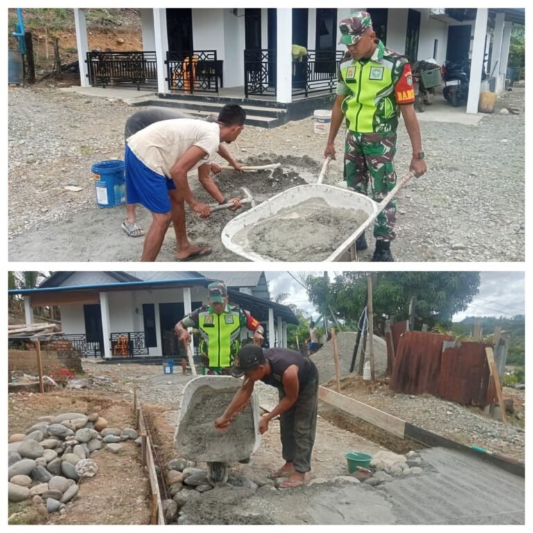 Babinsa Serda M. Irwandi Turun Langsung Bantu Pembangunan Jalan Desa di Kecamatan Sungai Mas