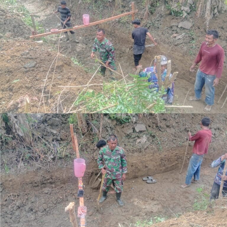 Babinsa Serka Ruslan Pimpin Gotong Royong Bersihkan Irigasi Pertanian di Aceh Barat