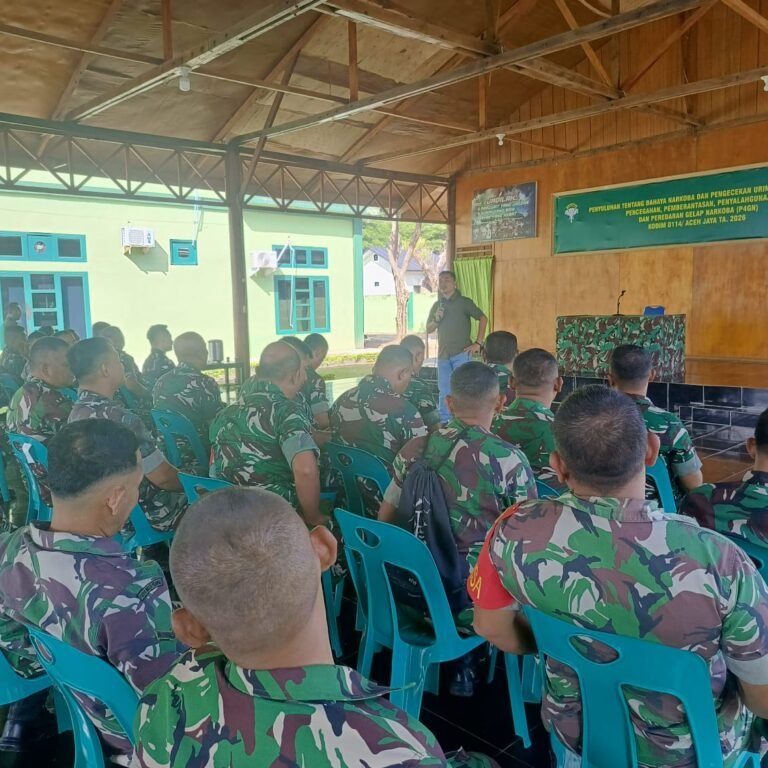 Perangi Narkoba dari Dalam Satuan, Kodim 0114/Aceh Jaya Gelar Penyuluhan dan Tes Urine Seluruh Personel