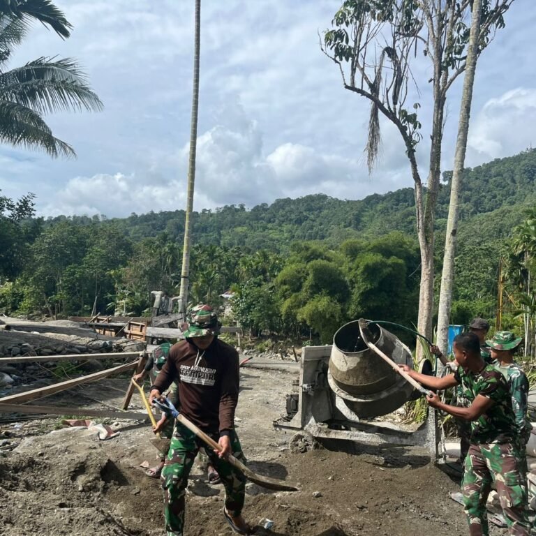 Kegiatan Pengecoran Jembatan Gantung Perintis Garuda di Kabupaten Nagan Raya Berlangsung Sukses