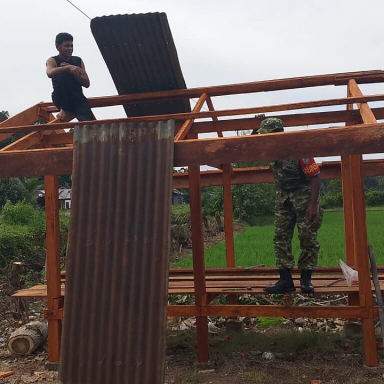 Babinsa Jaya Bantu Warga Bangun Balai Sawah, Perkuat Kemanunggalan TNI dan Rakyat di Aceh Jaya
