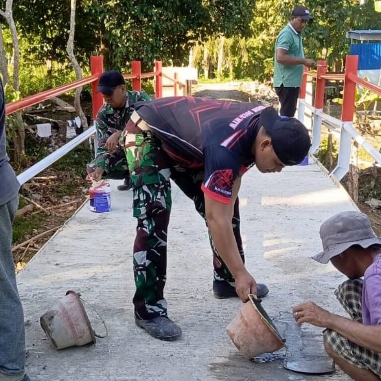 Sinergi TNI dan Warga Berbuah Hasil, Jembatan Garuda di Karang Jawa Muka Segera Rampung