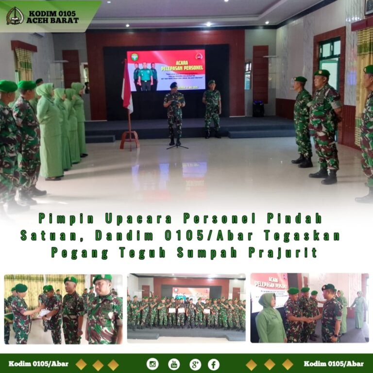 Suasana Haru Warnai Tradisi Pelepasan Personel Kodim 0105/Aceh Barat