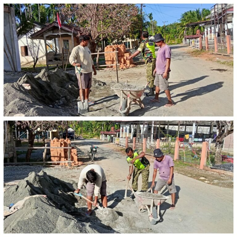 Semangat Gotong Royong Babinsa dan Warga Warnai Pembangunan Rumah di Sungai Mas