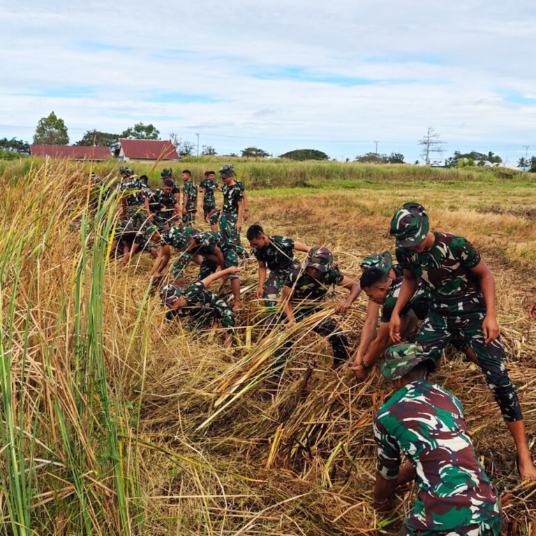 Lapangan Upacara HUT RI di Merauke Dibersihkan Melalui Karya Bakti TNI AD