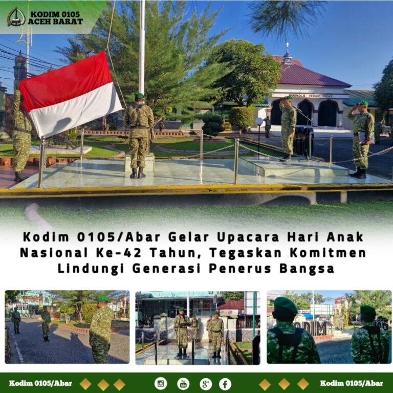 Kasdim 0105/Aceh Barat Bacakan Amanat Menteri PPPA pada Upacara Hari Anak Nasional