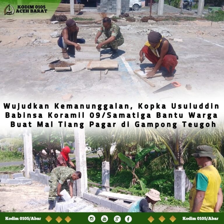 Babinsa Kodim 0105/Aceh Barat Perkuat Gotong Royong Lewat Pembangunan Rumah Warga