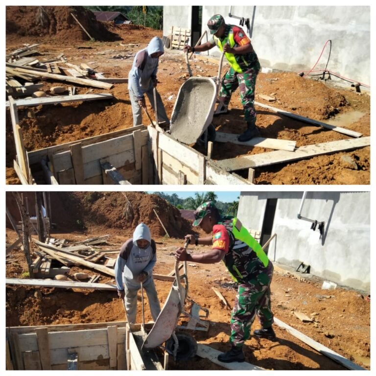 Karya Bakti Babinsa Koramil 01/Sungai Mas Ringankan Pembangunan Septic Tank Warga