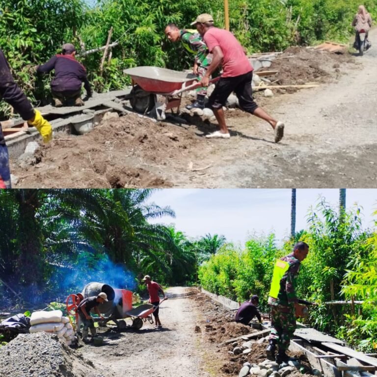 Babinsa Koramil 03/Kaway XVI Percepat Pembangunan Infrastruktur Desa Bersama Warga
