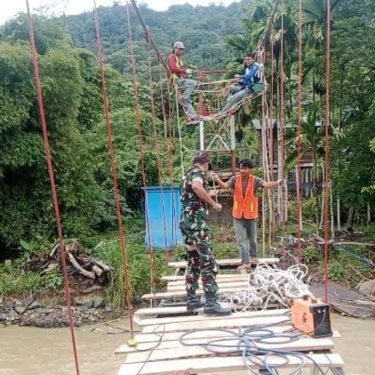 Satgas TNI Terus Kejar Penyelesaian Jembatan Penghubung Blang Meurandeh dan Blang Puuk