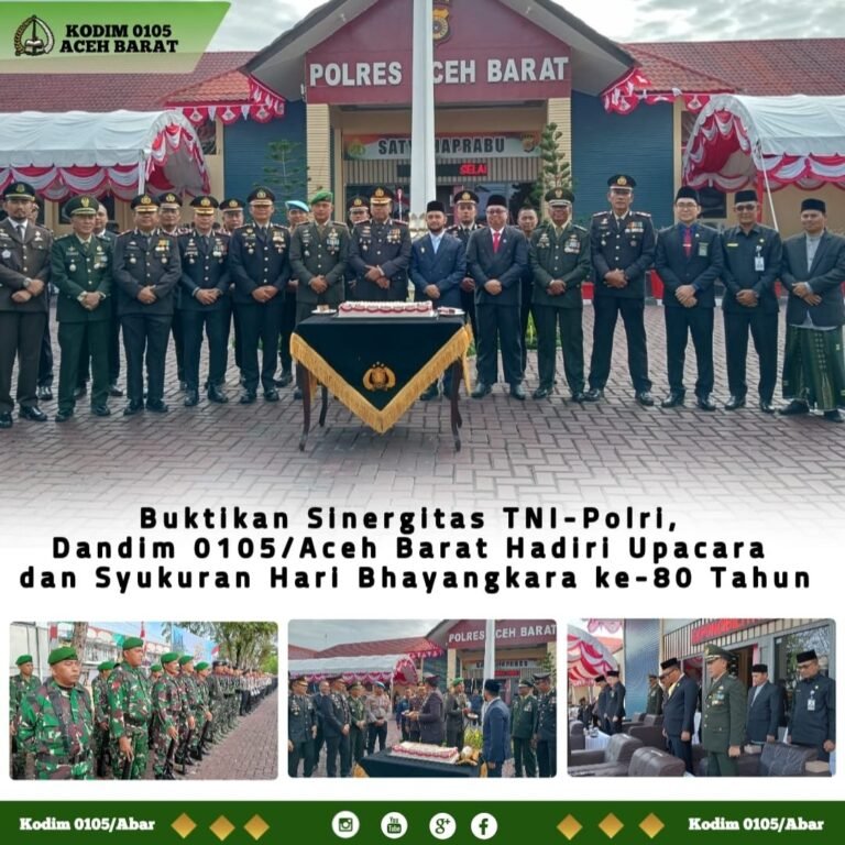 Aceh Barat Gelar Upacara Hari Bhayangkara ke-80, Dandim 0105 Hadir