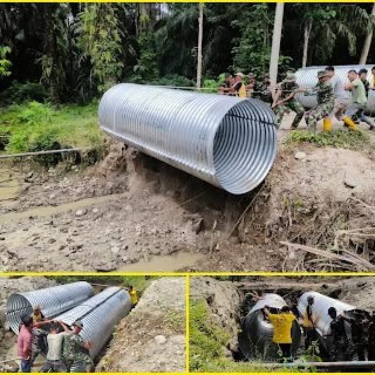 Percepatan Infrastruktur: Kodim 0109/Aceh Singkil dan Yon TP 957 Menurunkan Jembatan Aramco di Desa Tanjung Mas