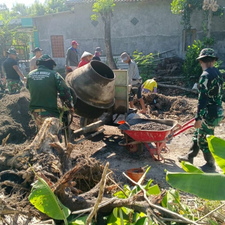 Pembangunan Infrastruktur di Desa Parangjoro Didukung Kolaborasi TNI, Polri, dan Masyarakat