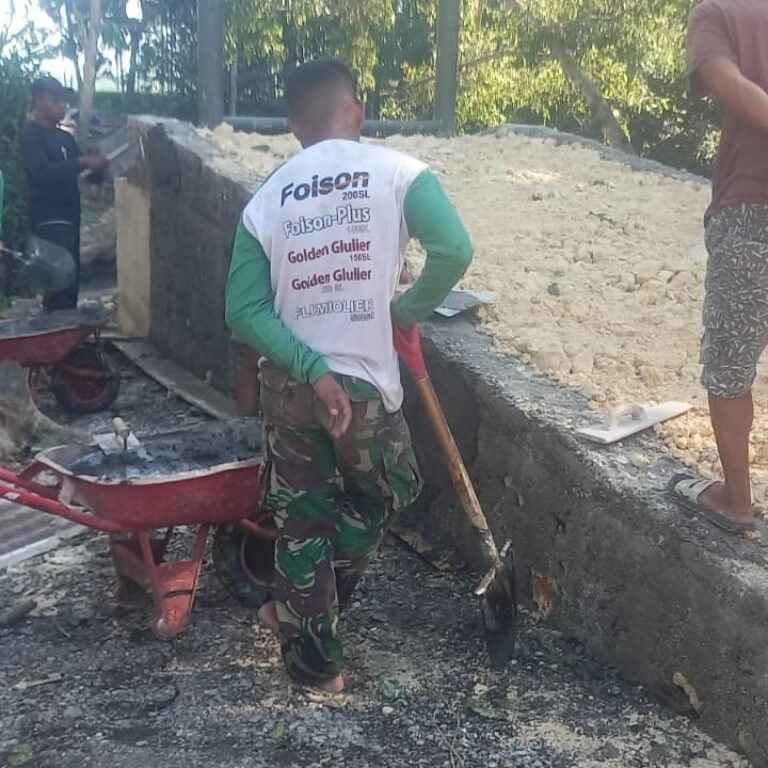 Pembangunan Jembatan Gantung di Desa Taddang Palie Masuki Tahap Finishing Dasar oleh Kodim 1407/Bone