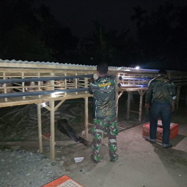 Malam Hari di Sarah Raya, TMMD Isi Kandang Ayam untuk Warga