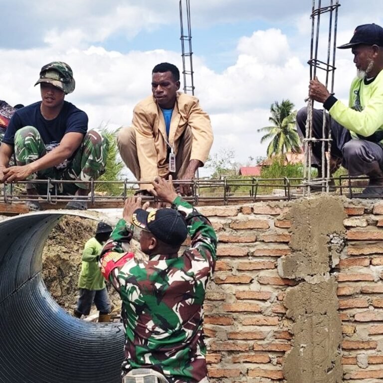 Jembatan Aramco di Waninggap Say Dibangun Lewat Kolaborasi TNI dan Elemen Masyarakat