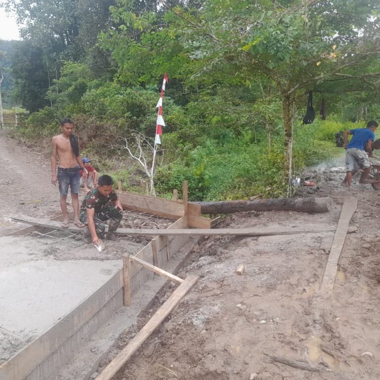 Pembangunan Jembatan Titik 1 TMMD Ke-129 Kodim 0114/Aceh Jaya Terus Dikebut