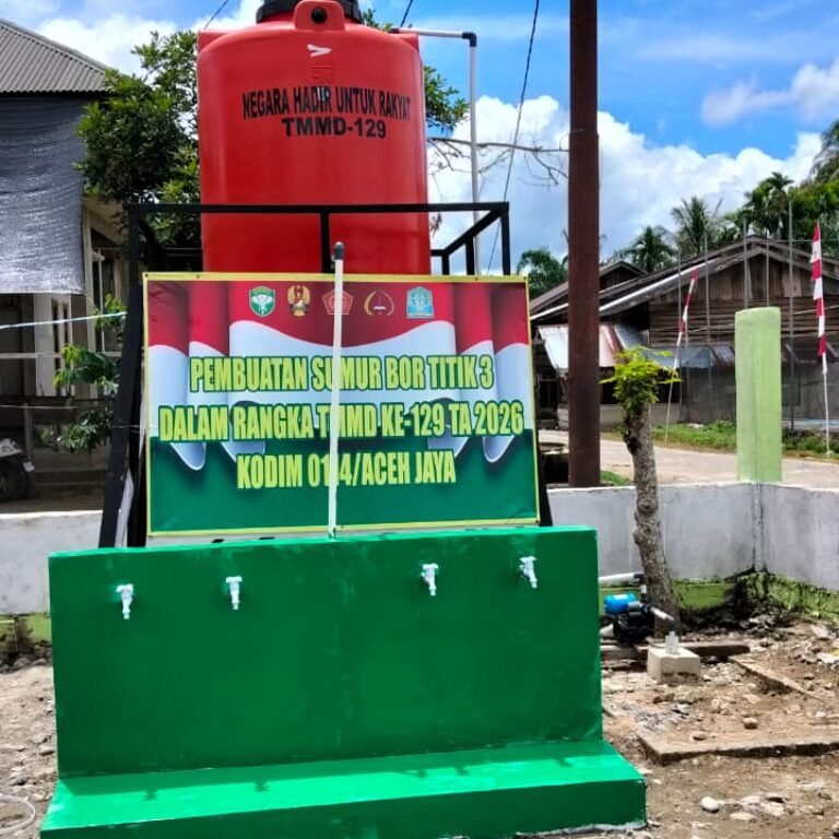 Satgas TMMD Ke-129 Kodim 0114/Aceh Jaya Percantik Sumur Bor Titik 3 di Depan Posko