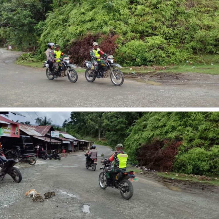 Jaga Kondusivitas Wilayah, Babinsa Koramil 01/SM dan Bhabinkamtibmas Gelar Patroli Bersama