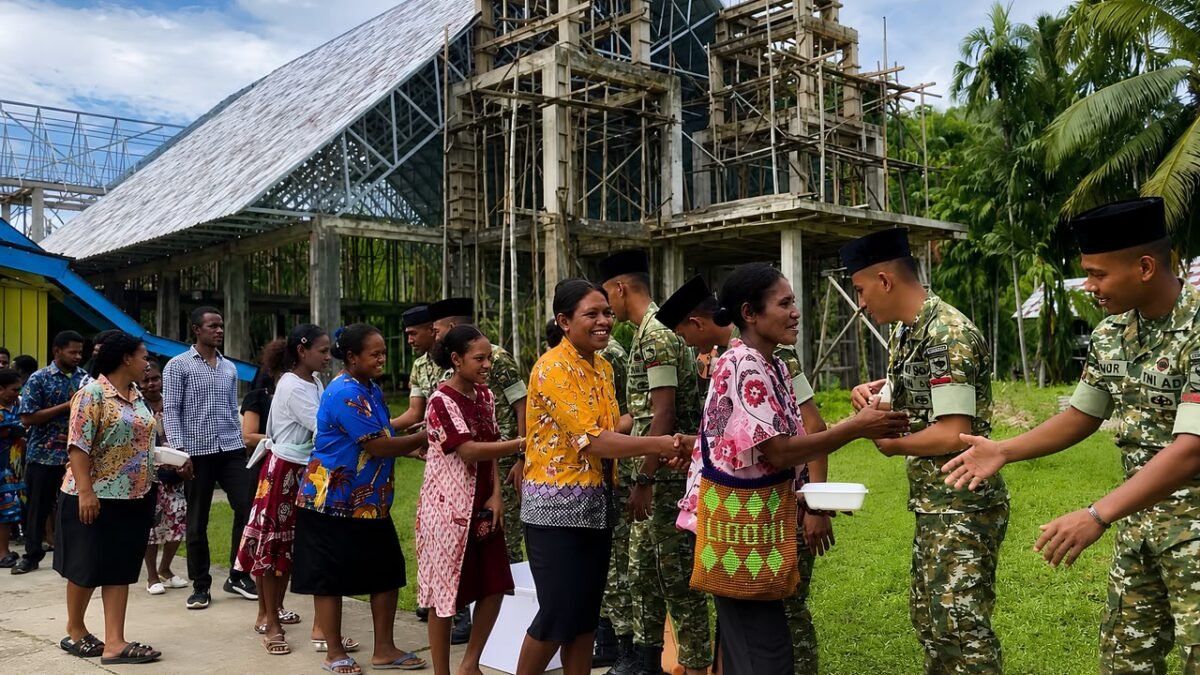 Yonif TP 859/RBK Perkuat Kemanunggalan TNI dan Rakyat melalui Bakti Sosial di Supiori