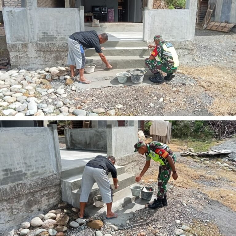 Kemanunggalan TNI dan Rakyat Terlihat dalam Gotong Royong Babinsa di Sungai Mas