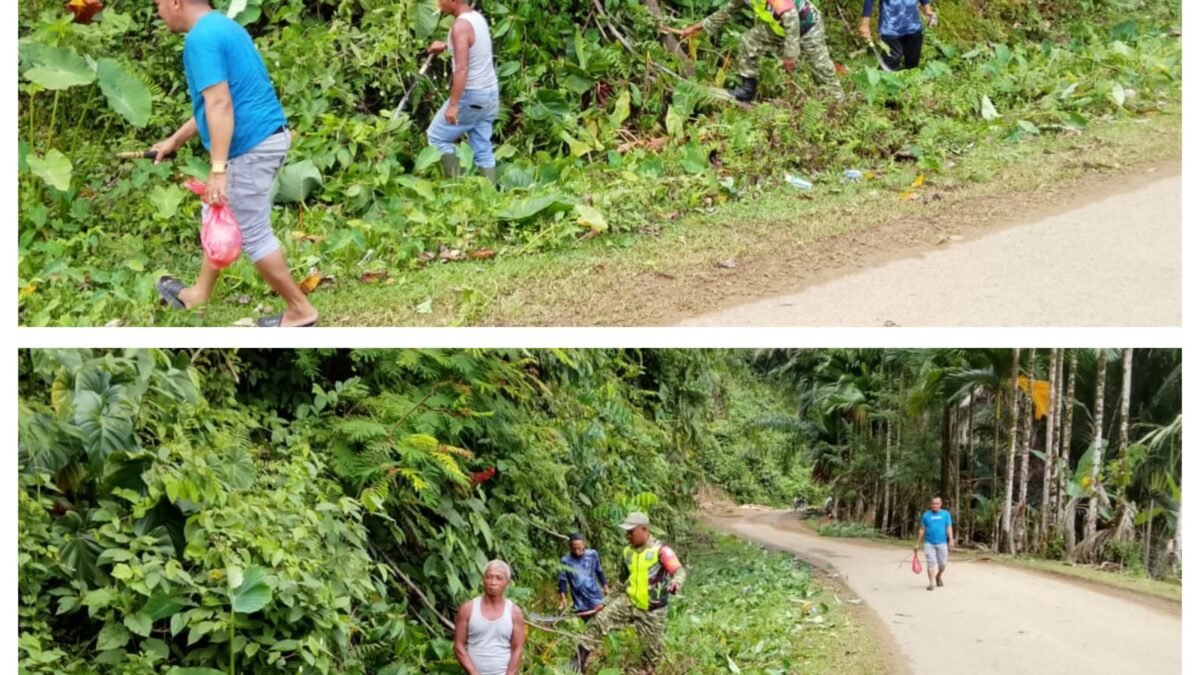 Serda Yuslianto Turun Langsung Bersihkan Jalan Bersama Warga Desa Tutut