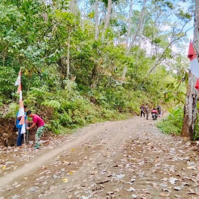 Bendera dan Umbul-umbul Hiasi Peningkatan Jalan Desa Pattuku Jelang Penutupan TMMD
