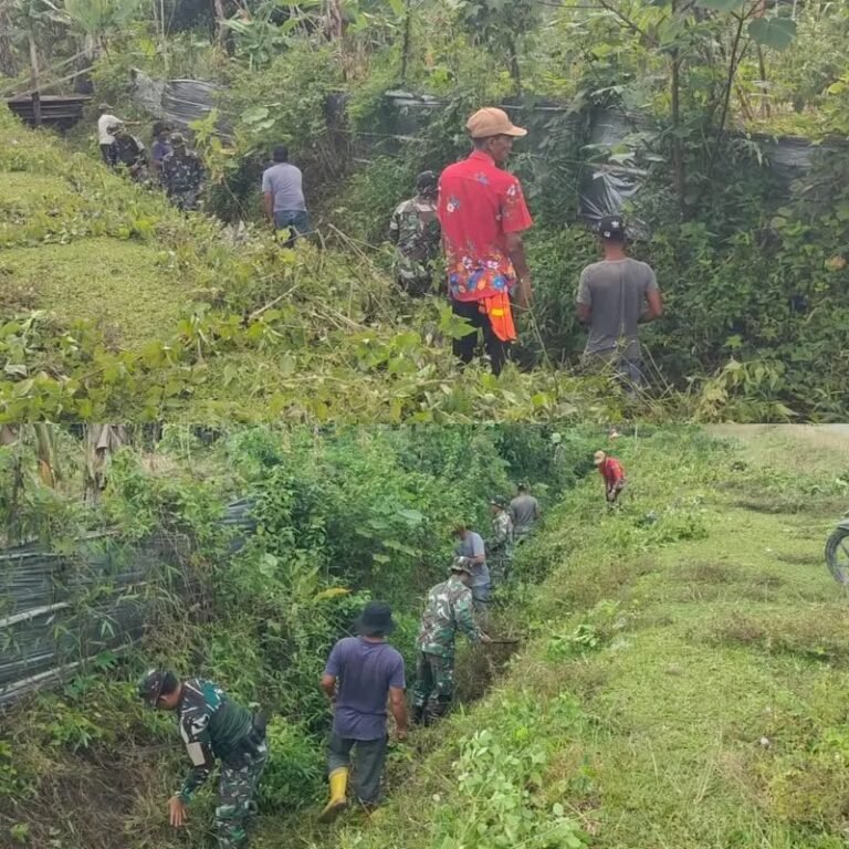 Gotong Royong Bersama, Babinsa dan Warga Keudai Suwa Awe Pererat Kemanunggalan