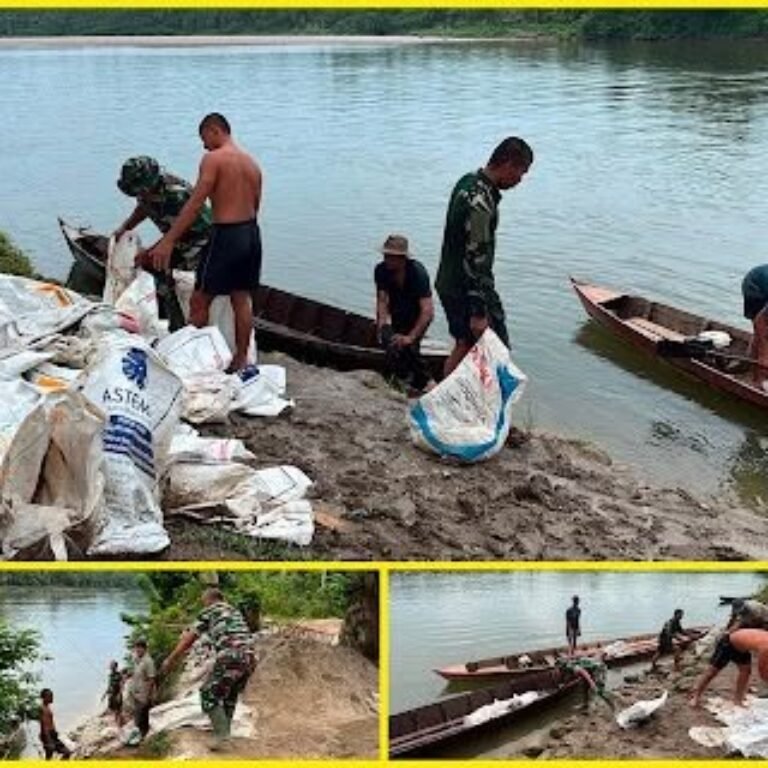 Lewat Penyeberangan, TNI dan Warga Angkut Material untuk Struktur Penghubung Cibubukan-Serasah