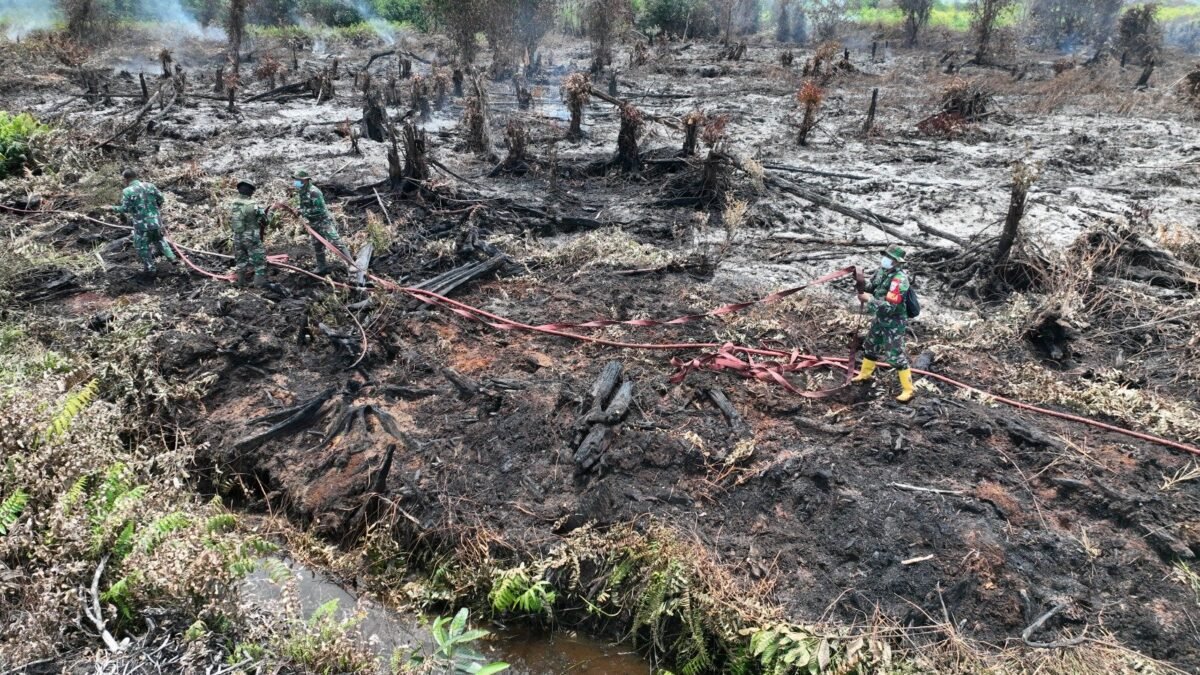 Tim TNI-BPBD Fokus Basahi Titik Asap di Karhutla Gampong Drien