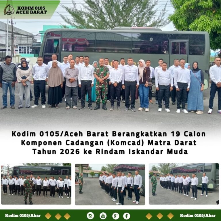 19 Warga Aceh Barat Berangkat Ikuti Seleksi Komcad Matra Darat ke Rindam